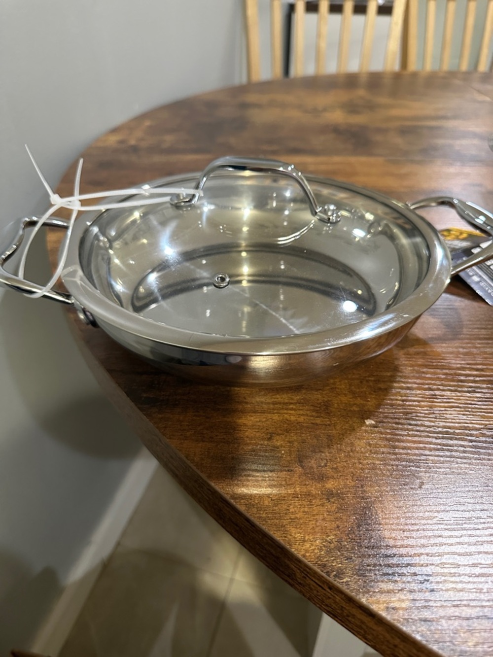 Stainless Steel Covered Sauté Pan - Silver